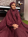 KIDS NAMAZ CHADDAR WITH FULL SLEEVES - ZOYA MAROON (12 to 14 Years)