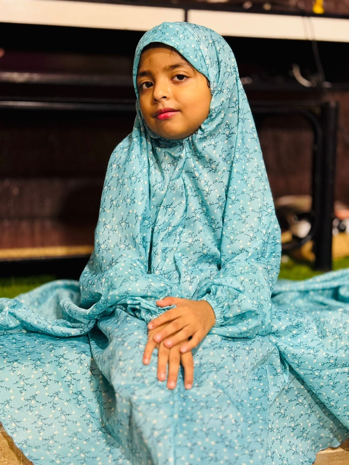 KIDS NAMAZ CHADDAR WITH FULL SLEEVES - STEM SEA BLUE 5 to 7 Years