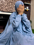 ADULTS PURE LAWN NAMAZ CHADDAR WITH SLEEVES - BABY BLUE - STANDARD SIZE