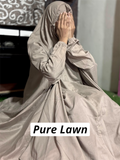 PURE LAWN NAMAZ CHADDAR WITH SLEEVES - PLAIN SAND LARGE