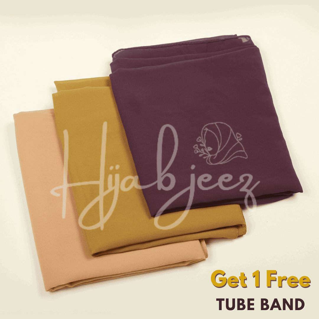 PLAIN GEORGETTE - BUNDLE OF 3 WITH 1 FREE TUBE BAND