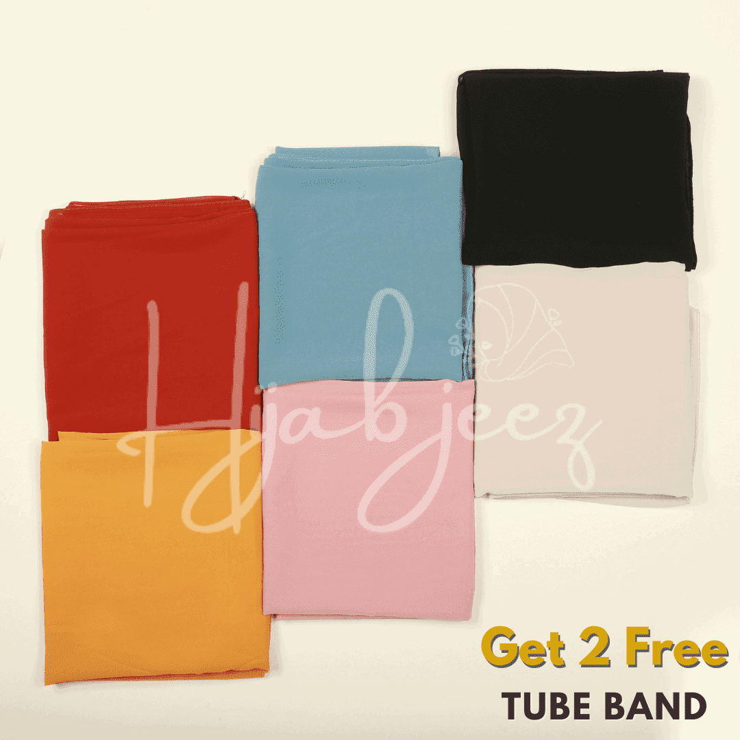PLAIN GEORGETTE - BUNDLE OF 6 WITH 2 FREE TUBE BAND