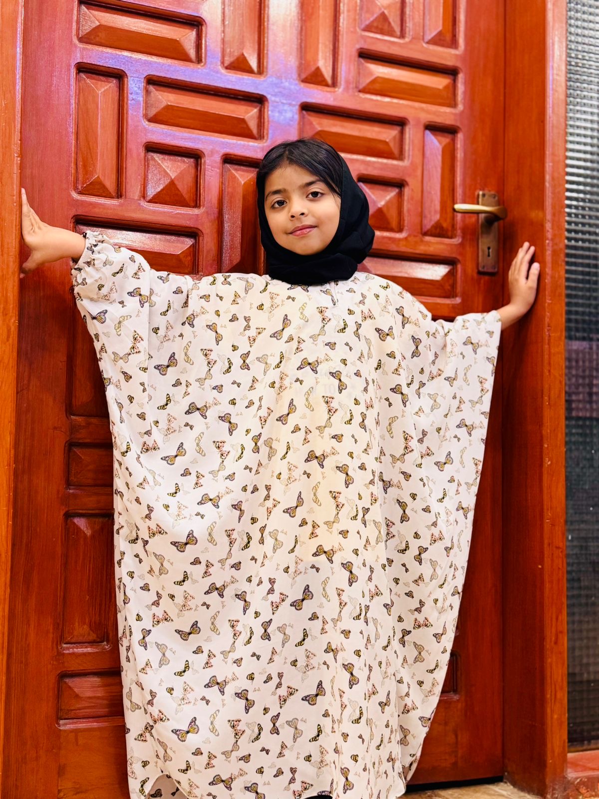 Kids Printed Kaaftan Abaya - Butterflies