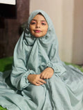 KIDS NAMAZ CHADDAR WITH FULL SLEEVES - SOFT GREEN PLAIN 5 to 7 Years