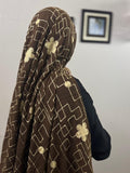 Zara Embroidery Lawn Scarf - Brown
