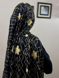 Zara Embroidery Lawn Scarf - Black