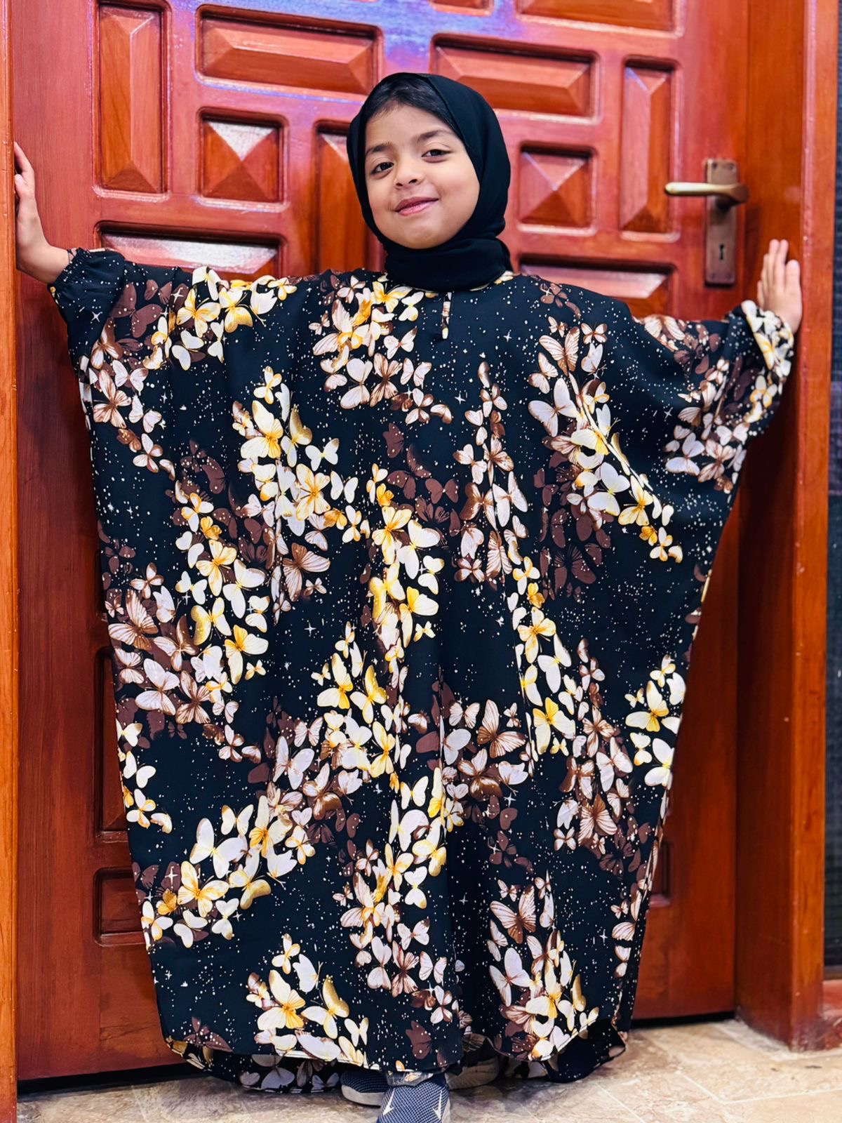 Kids Printed Kaaftan Abaya - Classic Bloom