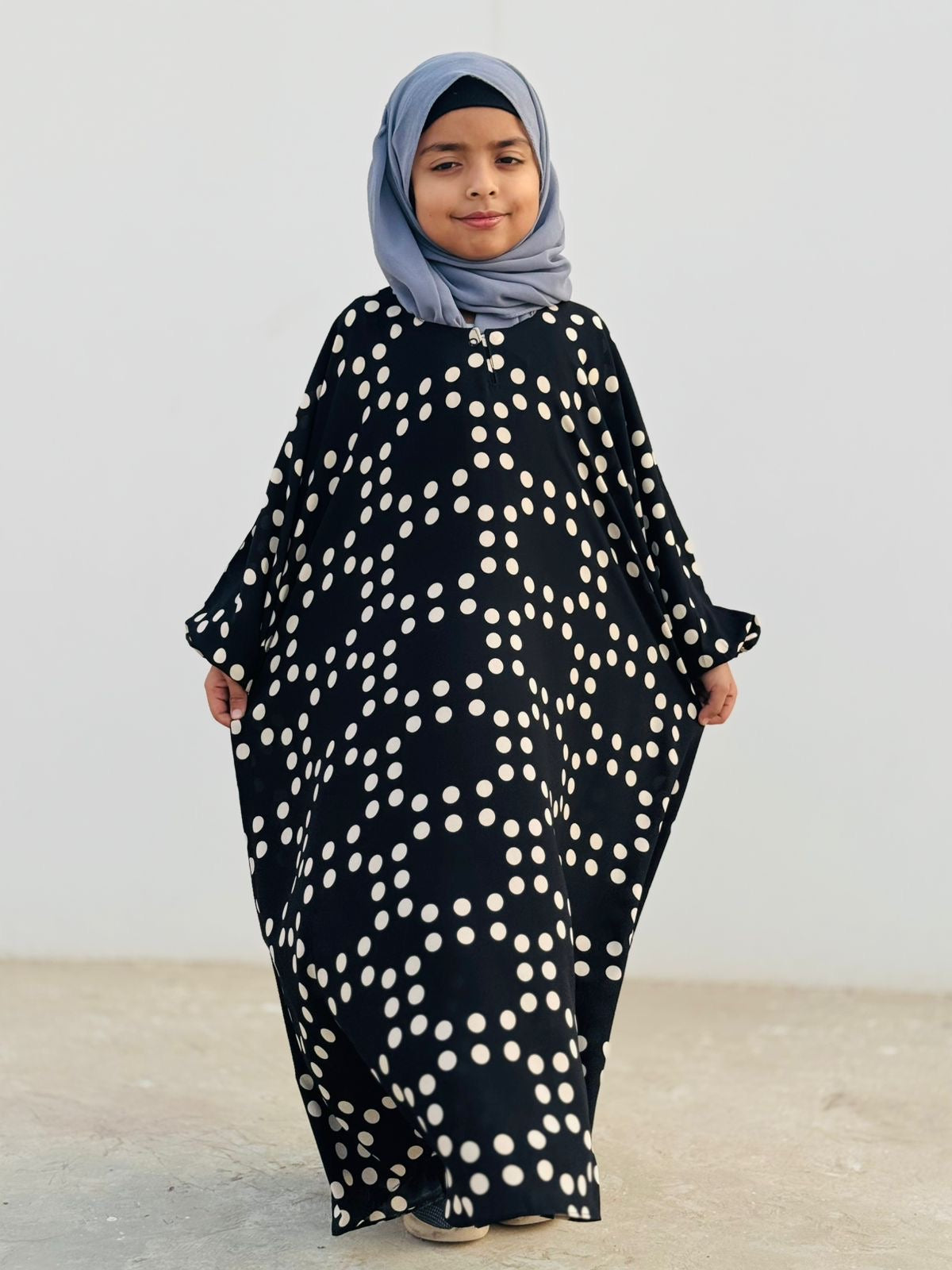 Kids Abaya MAXI Style - Midnight Polka