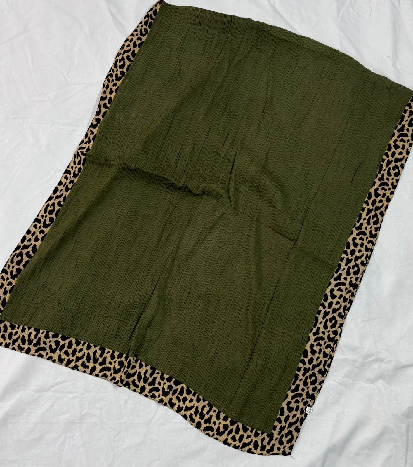 Elite Lawn Viscos Printed - Army Green Cheetah Bordered