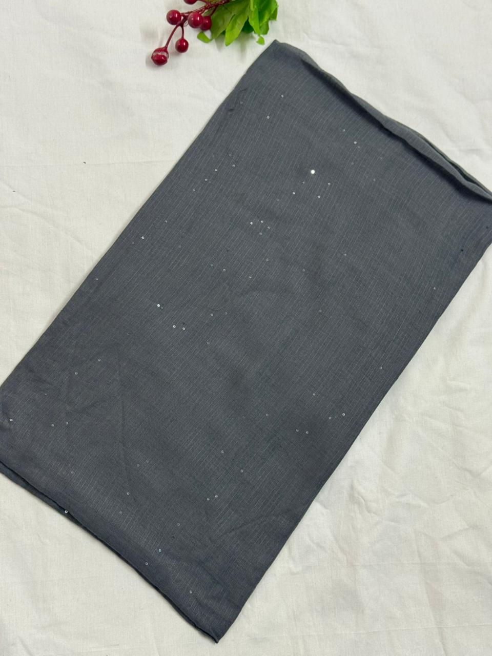 Sequins Lawn Scarf - Dark Grey
