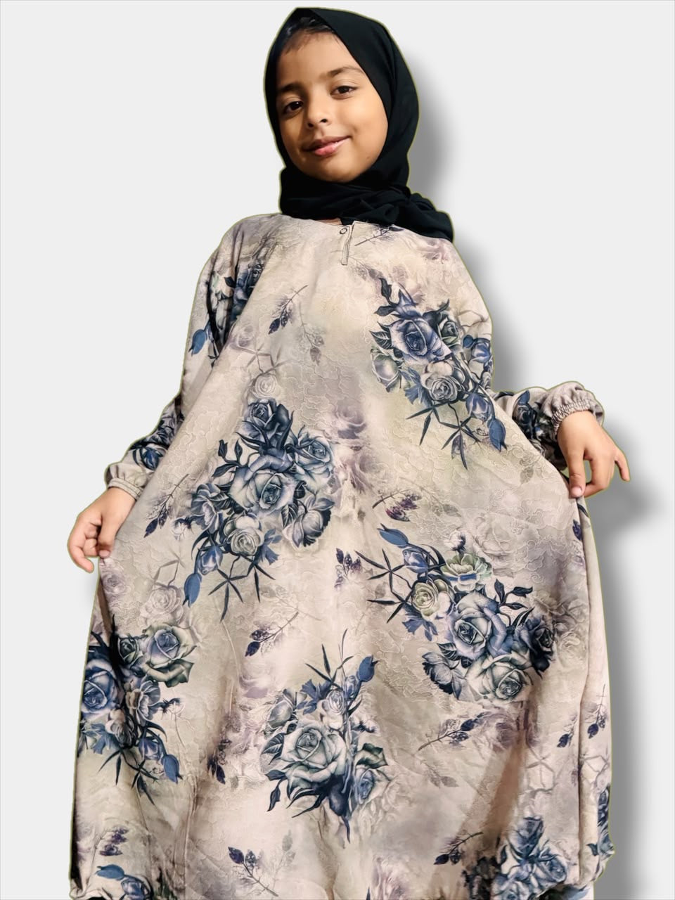 Kids Abaya MAXI Style - Blue Roses