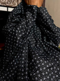 ADULTS NAMAZ CHADDAR WITH SLEEVES N NIQAB - SPRINKLE  FLORA BLACK - STANDARD SIZE