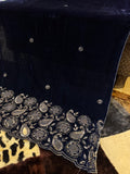 Luxury Velvet Cut Work Shawl - Bean Blue