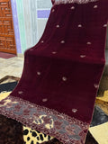 Luxury Velvet Cut Work Shawl - Leaf Maroon