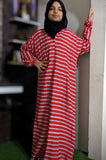 Pure Lawn Kids Abaya Front Open Style - Red Bars