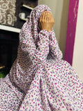 NAMAZ CHADDAR WITH SLEEVES N NIQAB - PURPLE N PINK FLORALS x XL