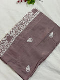 Lisa Embroidery Lawn Scarf - Spun Pearl