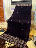 Luxury Velvet Cut Work Shawl - Bean Deep Purple