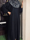 Nida Abaya Front Open - Plain Black