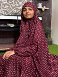 KIDS NAMAZ CHADDAR WITH FULL SLEEVES - ZOYA MAROON (8 to 11 Years)