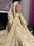 NAMAZ CHADDAR WITH SLEEVES N NIQAB - MUBARAK FLORAL CREAM - LARGE