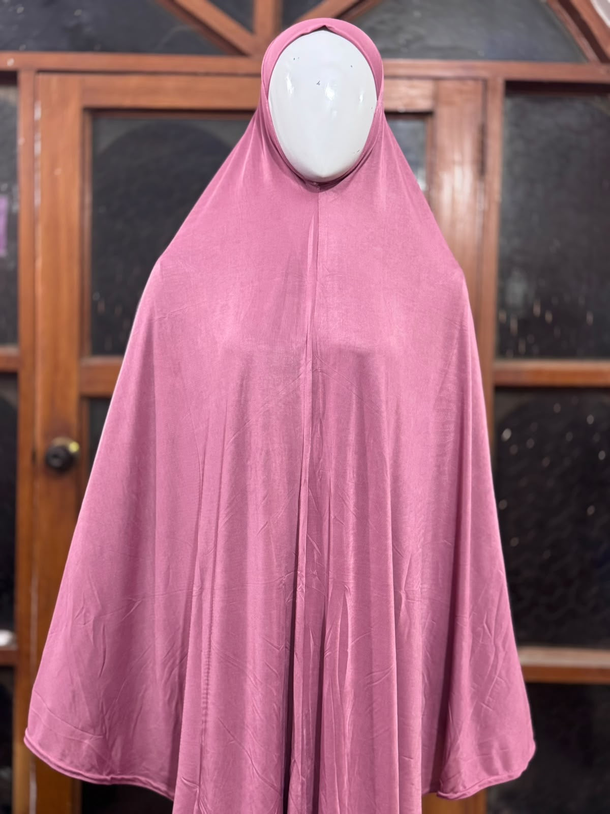 READY TO WEAR SCARF ADULTS - FRENCH ROSE PLAIN MAKHNA CHINA JERSEY