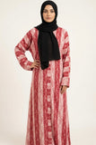 Adults Printed Abaya Front Open Style - Red Velvet