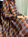 PURE LAWN NAMAZ CHADDAR WITH SLEEVES N NIQAB - BROWN N BLUE CHECK LARGE