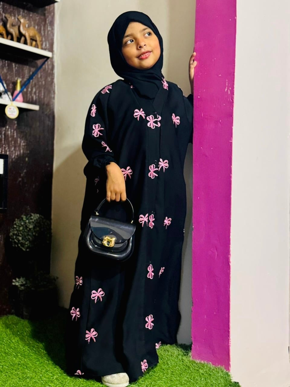 Kids NIDA Abaya Front Open Style - Emb Pookie
