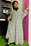 Kids Abaya Front Open Style - Zig Pattern