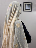 Zara Embroidery Lawn Scarf - Soft Amber