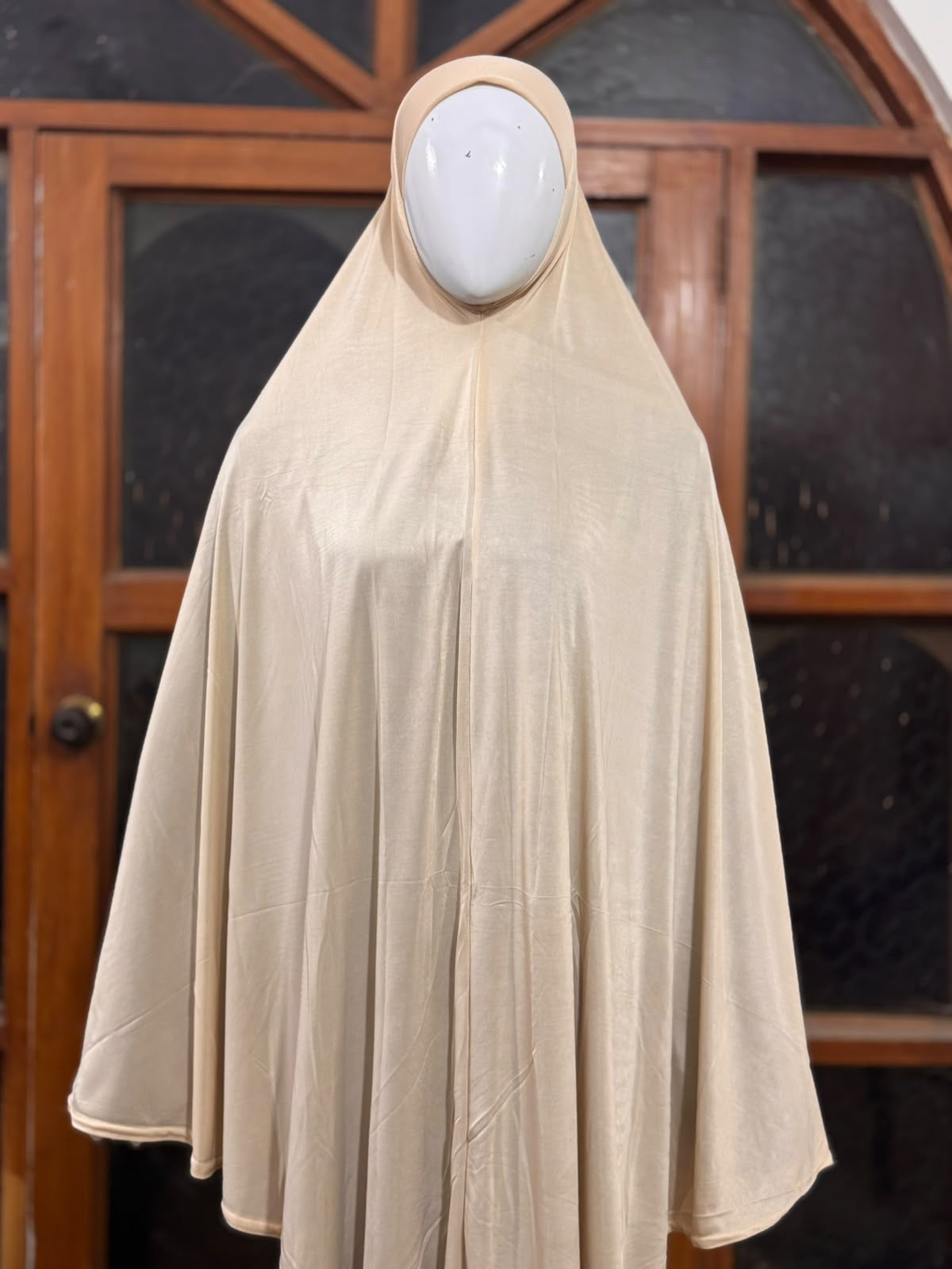 READY TO WEAR SCARF ADULTS - DULL BEIGE PLAIN MAKHNA CHINA JERSEY