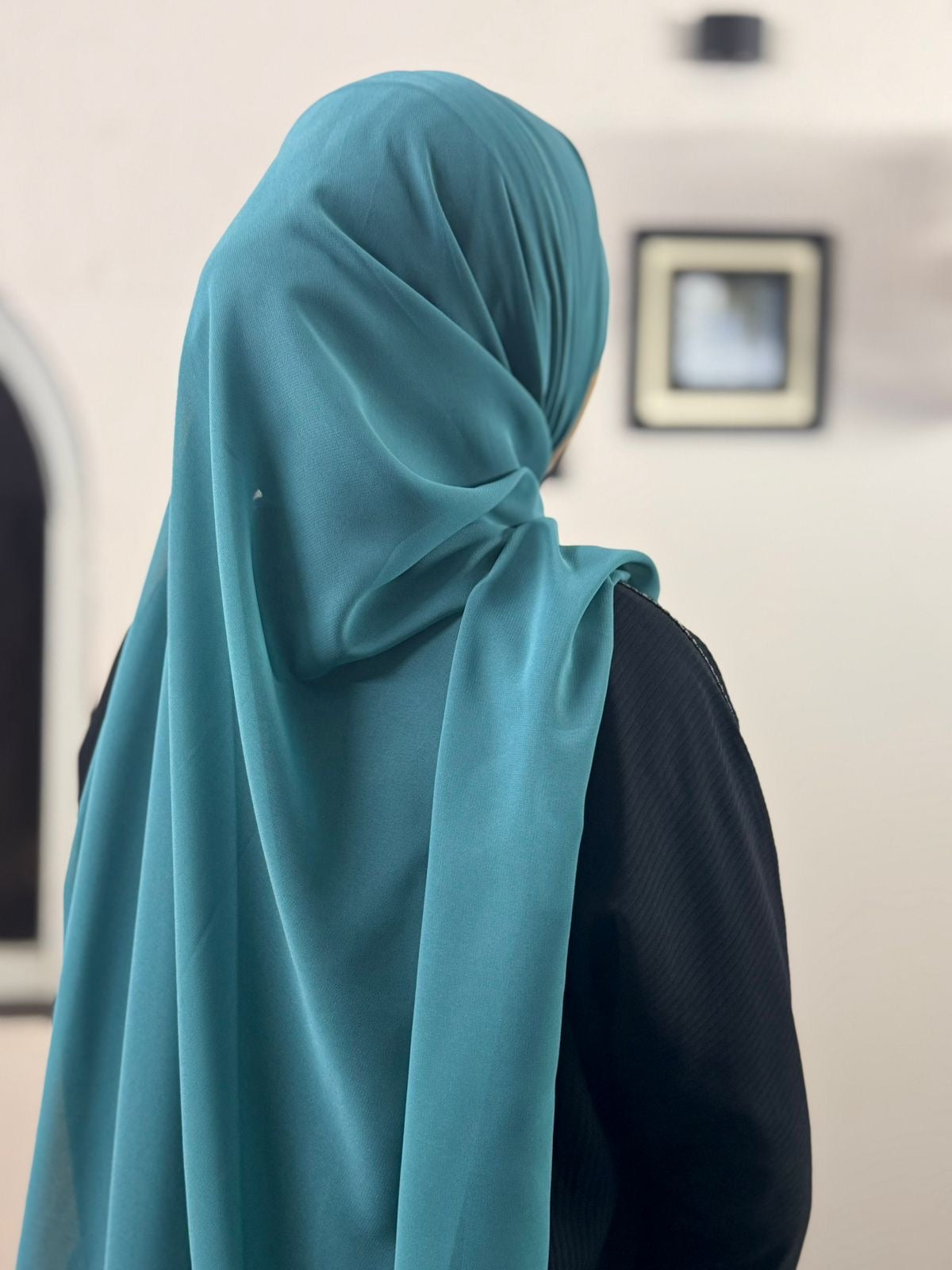 PLAIN GEORGETTE HIJAB - CYAN TEAL