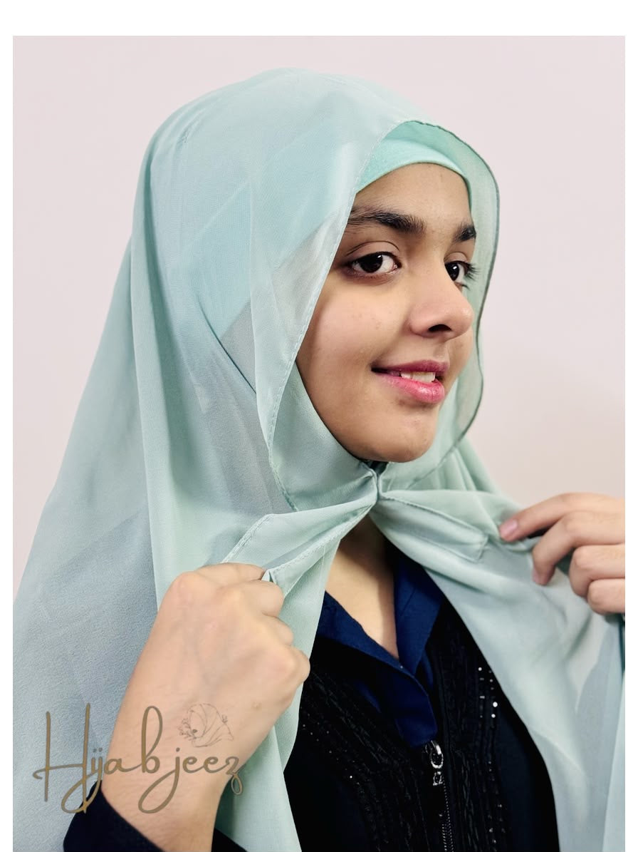 Georgette Hijab with attached Magnet & Tube Cap - Soma