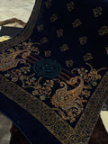 Royal Velvet Block Print Shawl - Blue