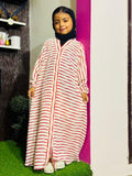 Kids Abaya Front Open Style - Red Lines