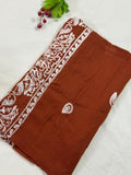 Lisa Embroidery Lawn Scarf - Rusty Brown