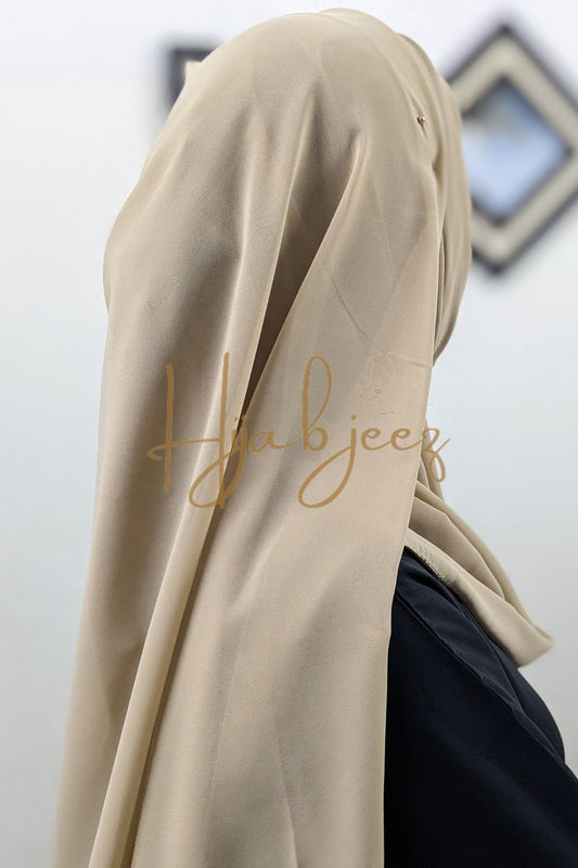 PLAIN GEORGETTE HIJAB - CREAM COFFEE