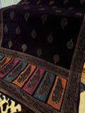 Royal Velvet Block Print Shawl - Charcoal