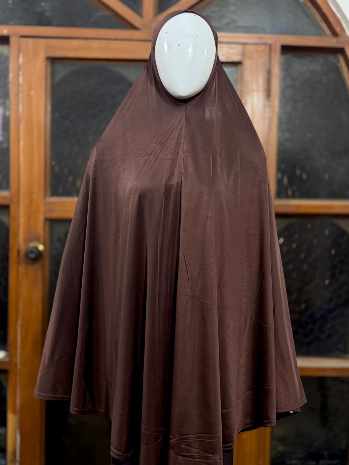 READY TO WEAR SCARF ADULTS - BROWN PLAIN MAKHNA CHINA JERSEY