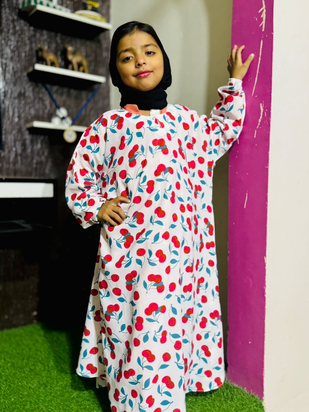 Kids Abaya MAXI Style - Cherries