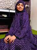 KIDS NAMAZ CHADDAR WITH FULL SLEEVES - ZOYA PURPLE (8 to 11 Years)