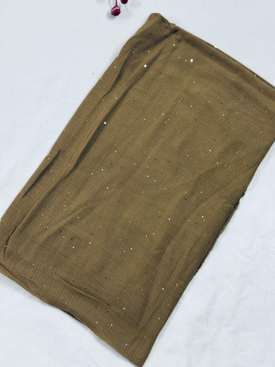 Sequins Lawn Scarf - Brownish clay