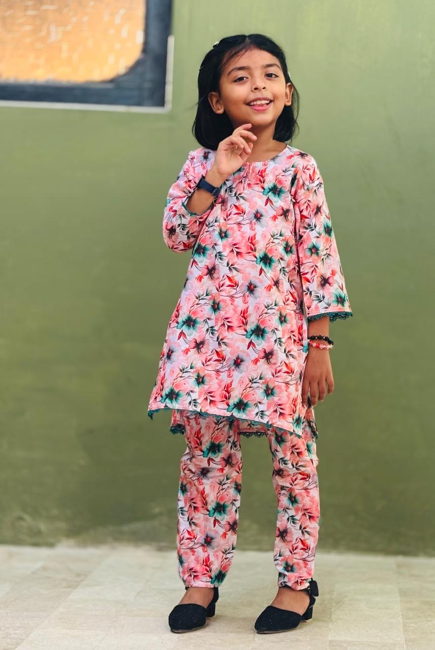 Printed Lawn Stitched 2 Pcs Shirt / Trouser Kids - Article 1