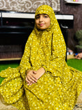 KIDS NAMAZ CHADDAR WITH FULL SLEEVES - REEF GOLD VINCA FLORA 8 to 11 Years
