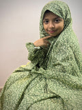 KIDS NAMAZ CHADDAR WITH FULL SLEEVES - LEAF ART GREEN (5 to 7 Years)