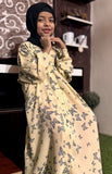Kids Abaya Front Open Style - Desert Multi Butterflies
