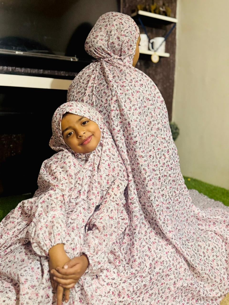 NAMAZ CHADDAR WITH SLEEVES - MOTHER DAUGHTER DUO - SOFT GALAXY