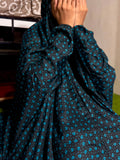 ADULTS NAMAZ CHADDAR WITH SLEEVES N NIQAB - SPRINKLE  FLORA TEAL GREEN - STANDARD SIZE