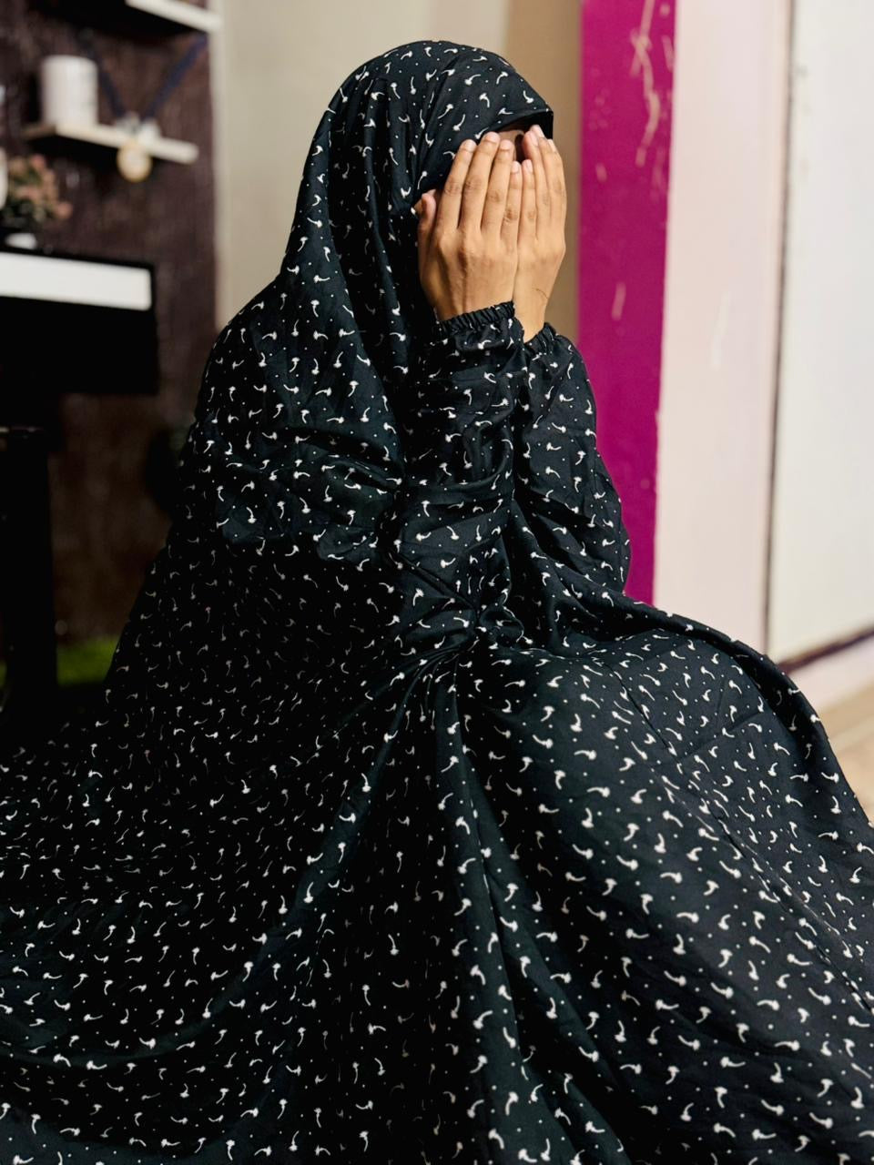 NAMAZ CHADDAR WITH SLEEVES N NIQAB - WEAR BLACK DS6 LARGE